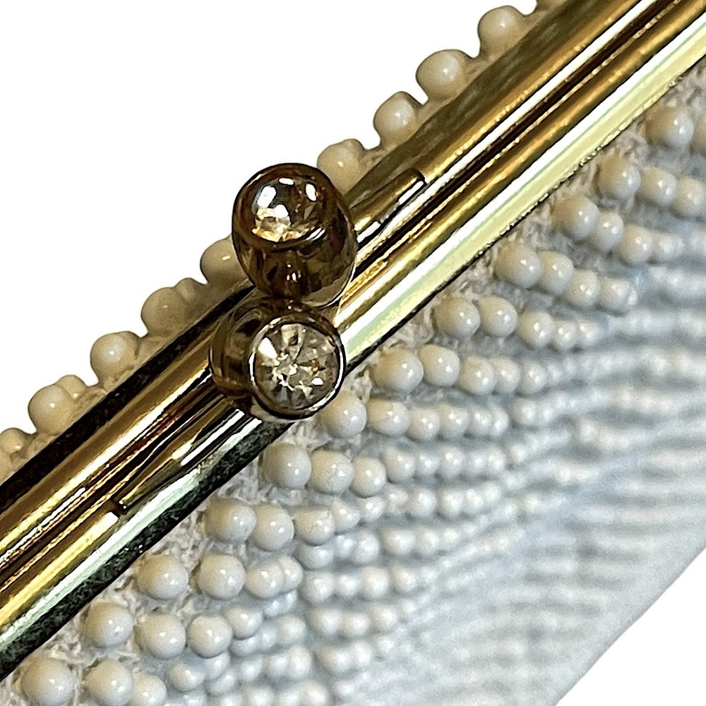 Vintage Off White Beaded Top Handle Bag - Picture 5 of 8
